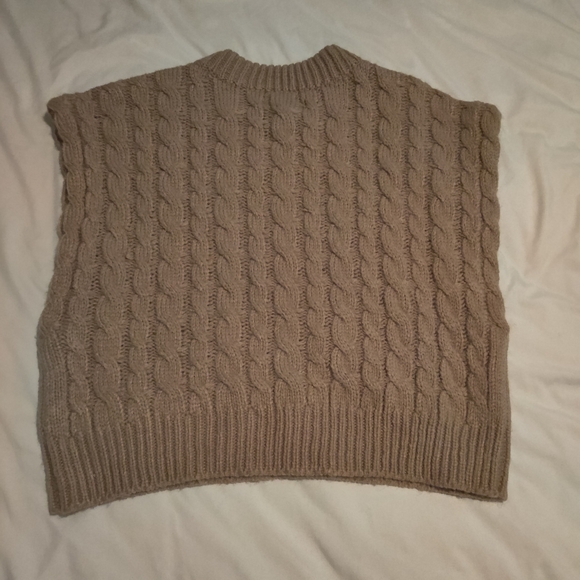 Super Soft Tan Cable Knit Cropped Sweater Vest - Picture 3 of 5